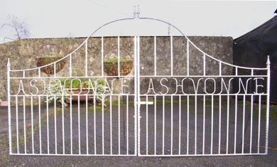 wrought iron gates with house name