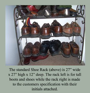 ironwork shoe racks and boot racks