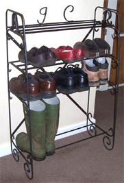 bespoke iron shoe and boot rack design